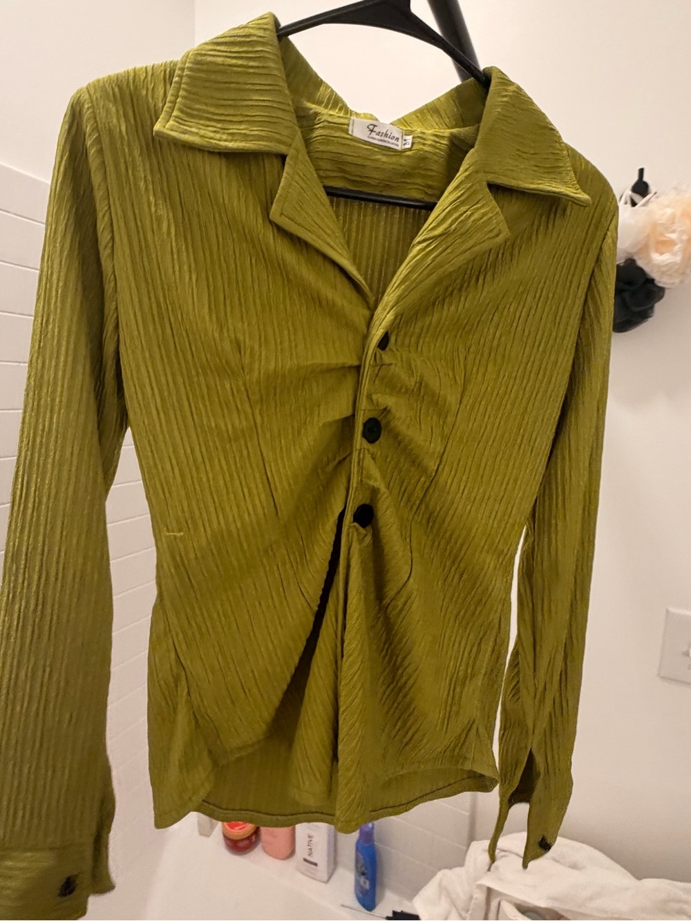Green Textured Button-Up Shirt